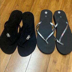 Elegant Black Flip-Flops with Heart Accents